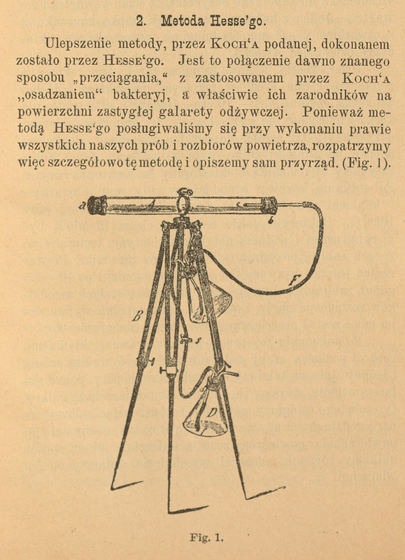 Strona z broszury z tekstem oraz z ilustracją przedstawiającą przyrząd do zastosowania Metody Hessego.