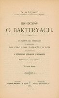 Strona tytułowa Pięć odczytów o bakteriach, rys ogólny zasad bakteriologii, Kraków-Warszawa, 1894
