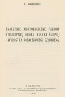 Ilustracja czarno-biała przedstawia stronę tytułową dzieła prof. Kostaneckiego Znaczenie morfologiczne fałdów otrzewnej około kiszki ślepej i wyrostka robaczkowego człowieka z 1913 roku. Tytuł drukowanymi literami.