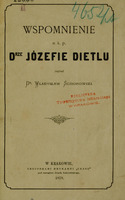 Ilustracja zielono-czarna biała przedstawia stronę tytułową dzieła Władysława Ściborowskiego Wspomnienie o ś.p. drze Józefie Dietlu z 1878 roku. Po środku odciśnięta czerwona pieczęć Biblioteka Towarzystwa Lekarskiego w Krakowie. 