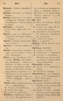 Czarno-białe strony  ze Słownika Łacińsko-Polskiego Hasła na literę M.