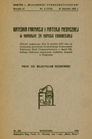 Ilustracja czarno-biała przedstawia stronę tytułową artykułu  prof. Szumowskiego pod tytułem Katedra Farmacji i Materji Medycznej w Krakowie za komisji edukacyjnej. Jest to odbitka z nr. 3 z 1934 r. „Wiadomości Farmaceutycznych”.
