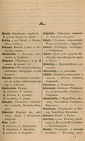 Czarno-biała strona "Słownika łacińsko-polskiego wyrazów lekarskich", hasła na literę "A".