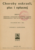 Ilustracja czarno-biała przedstawia stronę tytułową skryptu Choroby oskrzeli, płuc i opłucnej z roku 1927 prof. Orłowskiego. U góry czerwona pieczęć Uniw. Szkoła Pielęgniarek i Hygienistek w Krakowie.