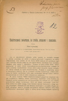 Strona artykułu pt. „Elektryczność zwierzęca, jej źródła, przejawy i znaczenie” autorstwa prof. Cybulskiego, będącego odbitką z „Gazety Lekarskiej” nr 4–5 z 1913 roku. Wystąpienie z fundacji im. A. Sokołowskiego wygłoszono 21 stycznia 1913 roku na posiedzeniu Towarzystwa Lekarskiego Warszawskiego. W górnej części strony znajdują się odręczne adnotacje napisane czarnym atramentem (po lewej podkreślona łukiem liczba „53”, a po prawej stronie dedykacja „Wielce szanownemu Prof. Jaworskiemu od autora”) oraz poniżej centralnie pieczęć „Zakład Historii Medycyny UN. JAG. w Krakowie”, a po jej prawej stronie napisana odręcznie niebieską kredką liczka „12”. Pod spodem zaczyna się tekst artykułu o historycznych poglądach na zależności między narządami w ustroju i rozwoju badań nad układem nerwowym. Strona jest lekko pożółkła.