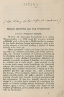 Skan przedstawia pierwszą stronę publikacji w języku polskim autorstwa Przemysława Pieniążka. U samej góry widnieje odręcznie zapisana notatka. Poniżej tytuł: „Działanie apomorfinu jako leku wykrzuśnego” oraz tekst pracy zapisany czarnym drukiem na jasnym tle, bez ilustracji.