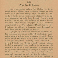 Ilustracja czarno-biała przedstawia pierwszą stronę pracy "W sprawie położnych w naszym kraju" autorstwa Aleksandra Rosnera.