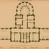Ilustracja przedstawia plan budowanej przez prof. Rydygiera w Krakowie kliniki chirurgicznej.