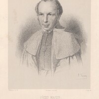 Litografowany portret z napisem „Wdzięczna młodzież swojemu rektorowi”.): Portret w odcieniach szarości przedstawiający mężczyznę w formalnym stroju. Osoba ma na sobie płaszcz/togę oraz łańcuch z dużym medalionem, co sugeruje jego wysoką pozycję społeczną lub akademicką. Styl ubioru wskazuje na XIX wiek. Poniżej postaci po prawej stronie znajduje się odręczny podpis autora portretu „M. Fajans”. Pod portretem znajduje się drukowany tekst w języku polskim opisujący Józefa Majera jako medyka, chirurga, profesora fizjologii i rektora Uniwersytetu Jagiellońskiego. Wspomniane są również jego funkcje w różnych towarzystwach naukowych i medycznych. Na dole po lewej stronie widnieje odręczny podpis, a po prawej stronie wydrukowany tekst: „Wdzięczna młodzież swojemu Rektorowi”.