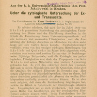Strona pracy w języku niemieckim Ueber die zytologische Unterschung der Ex-und Transsudate.