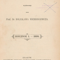 Skan strony tytułowej pierwszego numeru czasopisma „Postęp Okulistyczny” z 1899 roku.