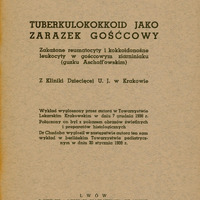 Strona tytułowa pracy Tuberkulokokkid jako zarazek gośćcowy, Lwów 1939.